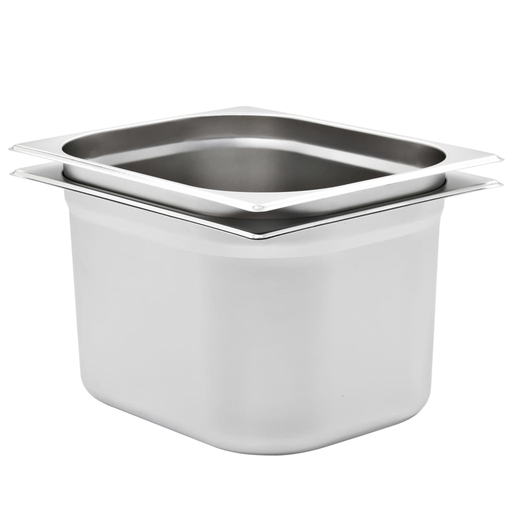 Gastronorm Containers 2 pcs GN 1/2 200 mm Stainless Steel - Decor Base