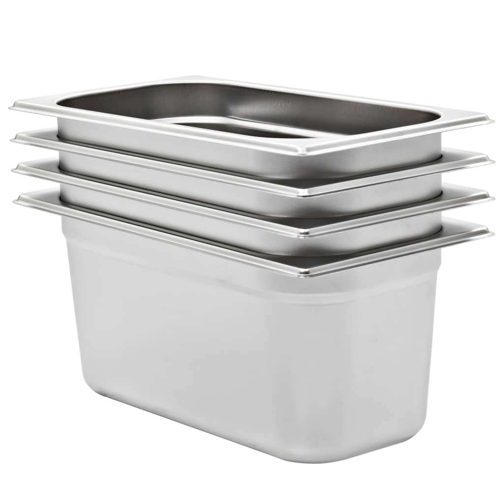 Gastronorm Containers 4 pcs GN 1/3 150 mm Stainless Steel - Direct Imports