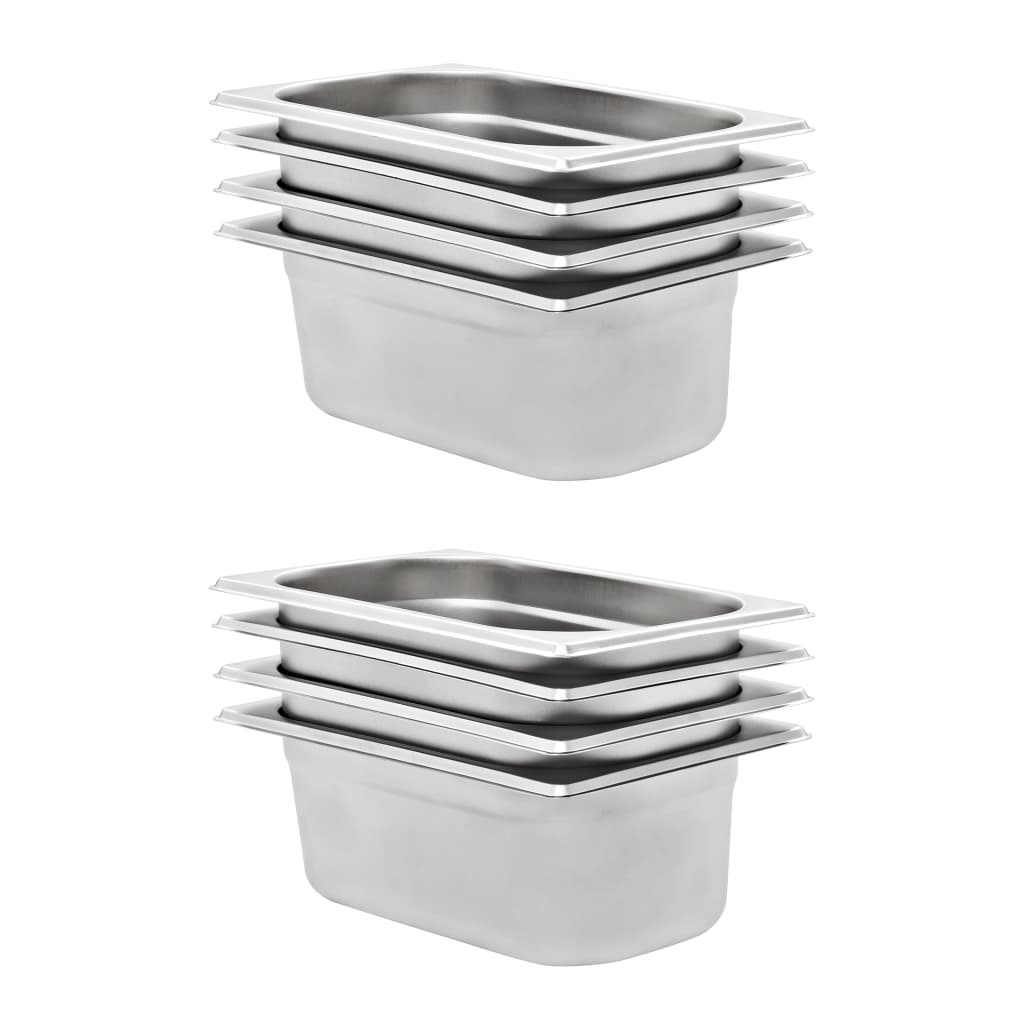 Gastronorm Containers 8 pcs GN 1/4 100 mm Stainless Steel - Merlin Deals