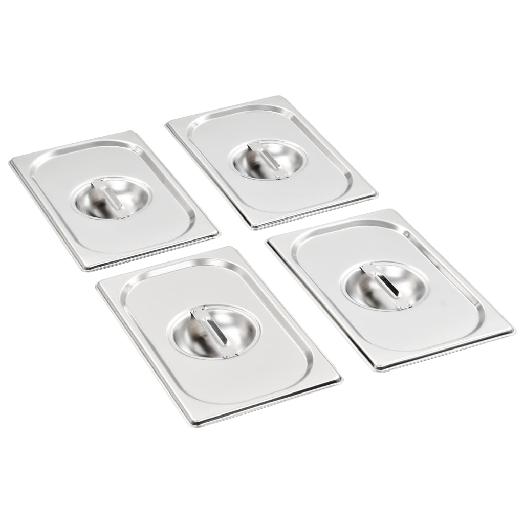 Lids for GN 1/4 Pan 4 pcs Stainless Steel - R and M Furniture