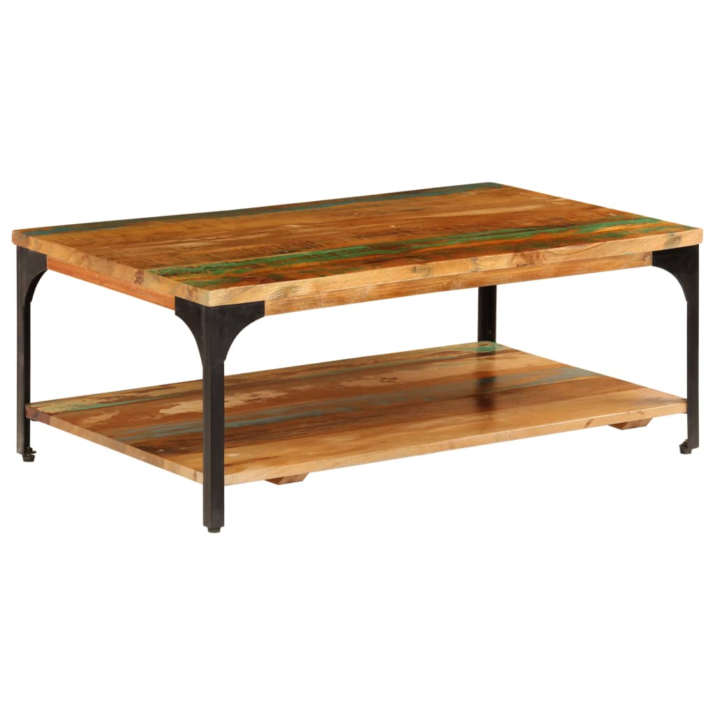 Coffee Table with Shelf 100x60x35 cm Solid Reclaimed Wood - Merlin Deals