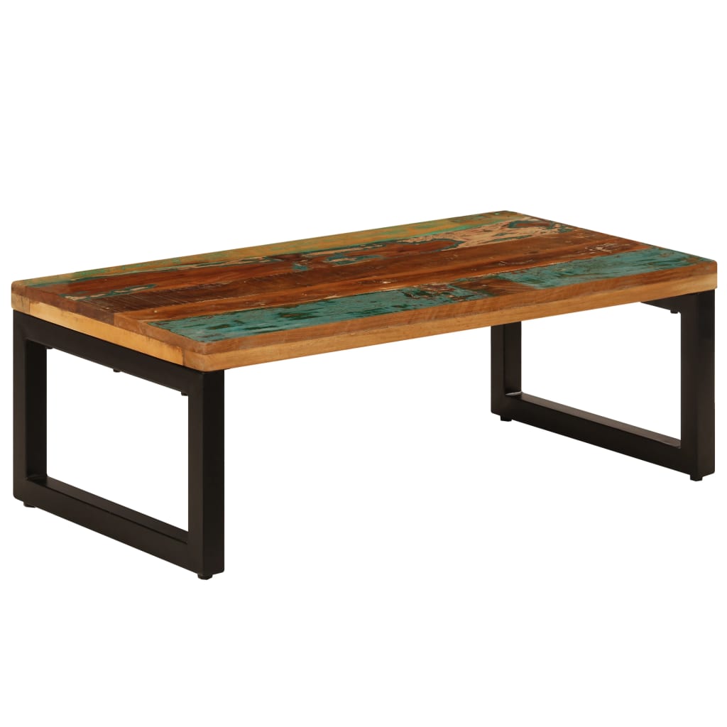 Coffee Table 100x50x35 cm Solid Reclaimed Wood and Steel - The Home Maker