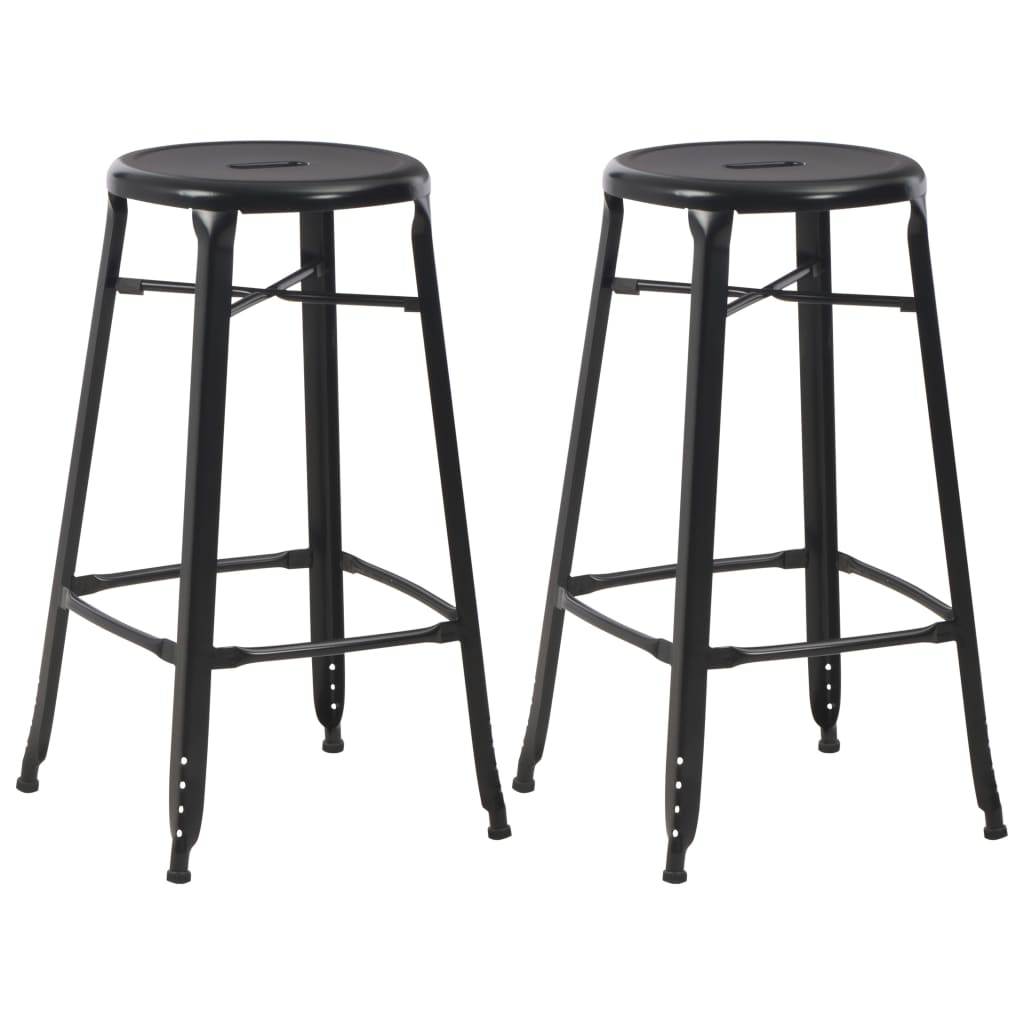 Bar Stools 2 pcs Black Steel - The Home Maker