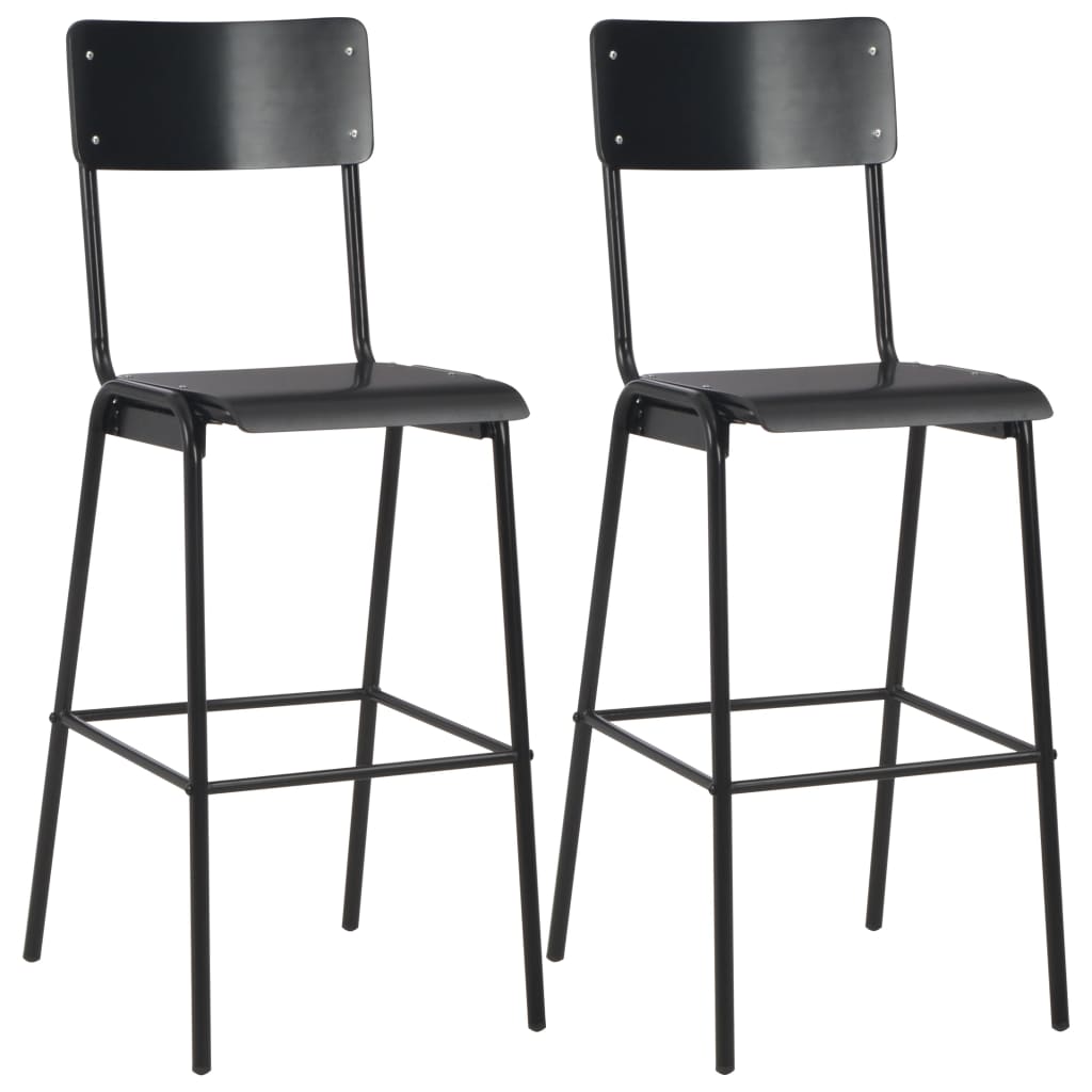 Bar Chairs 2 pcs Black Solid Plywood Steel - Merkel Designers