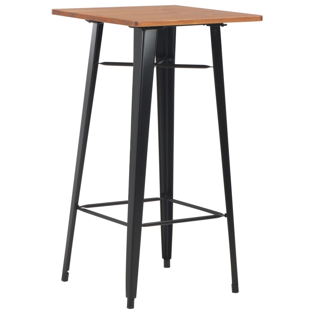Bar Table Black 60x60x108 cm Solid Pine Wood Steel - Charlotte Dunes