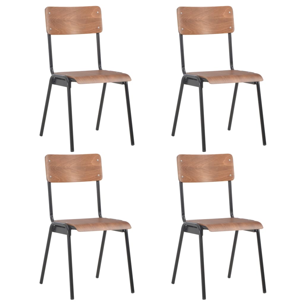 Dining Chairs 4 pcs Brown Solid Plywood Steel - Style and Chic