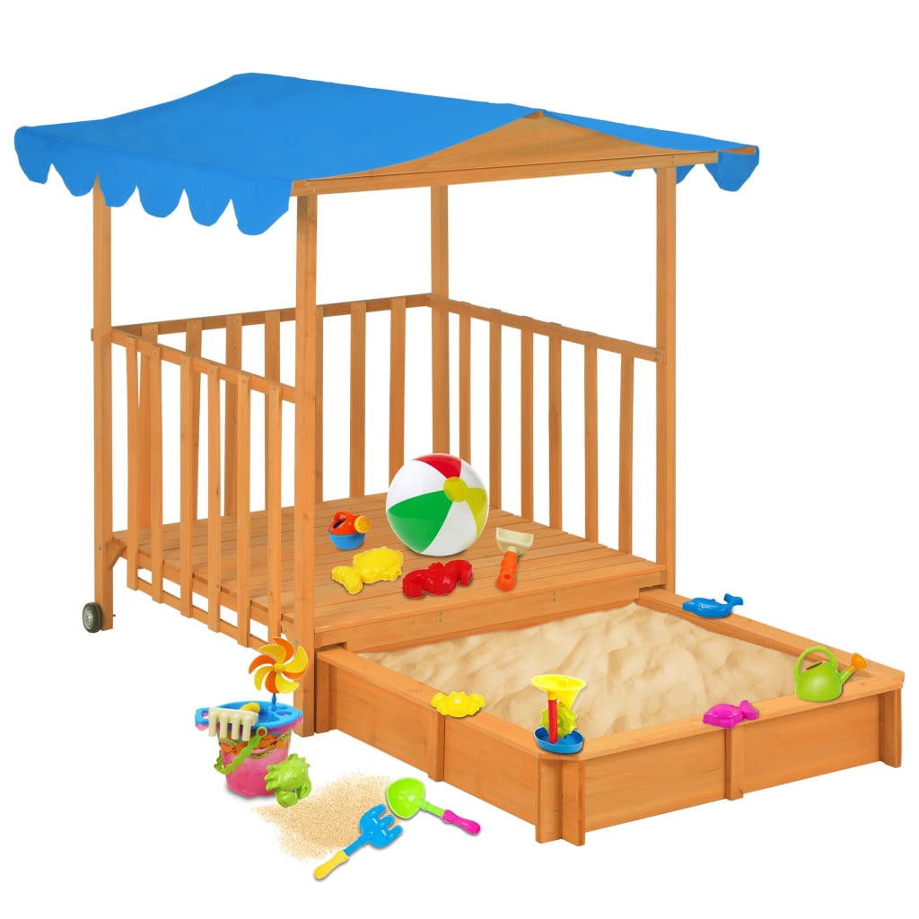 Kids Playhouse with Sandbox Fir Wood Blue UV50 - Sid & Sam