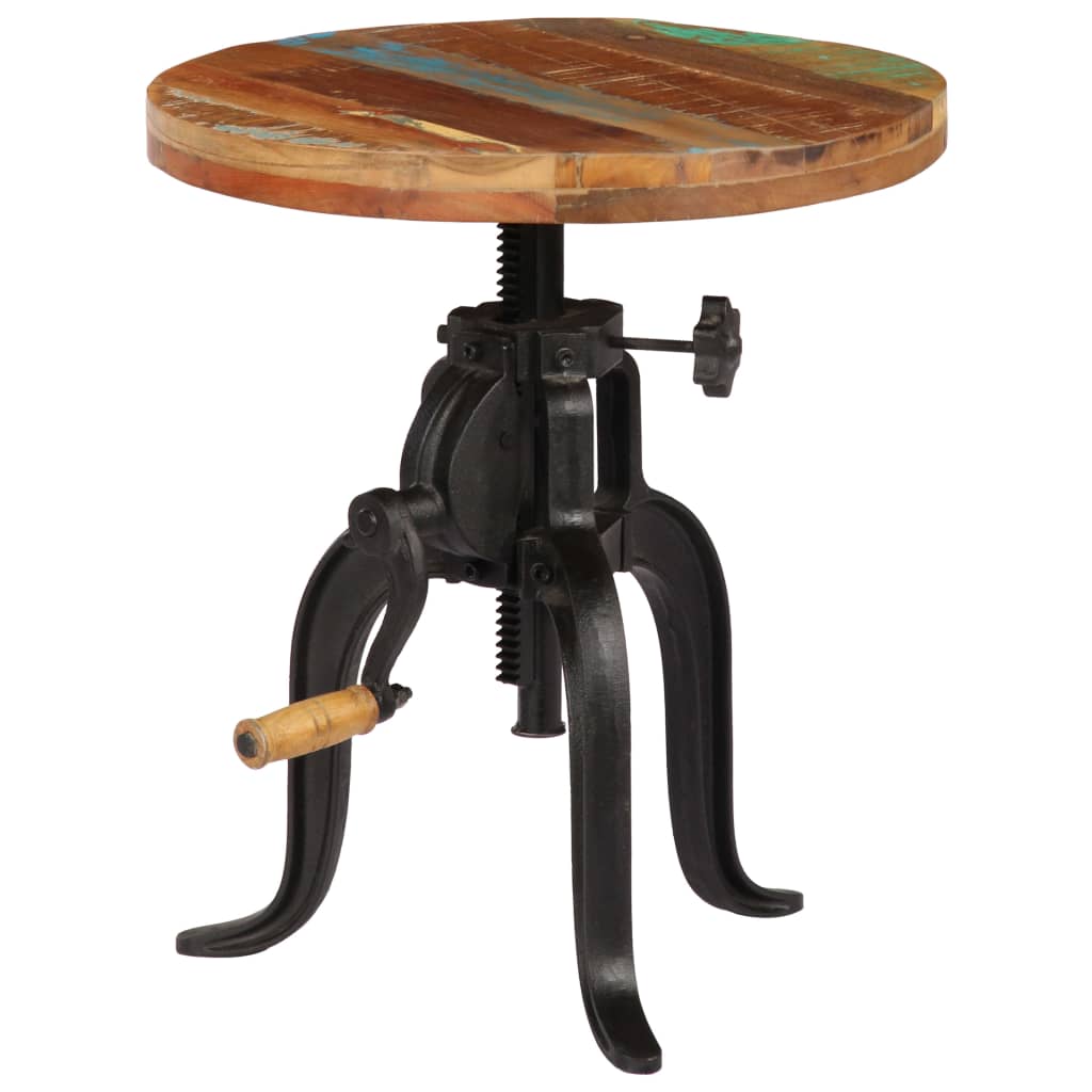 Side Table 45x (45-62) cm Solid Reclaimed Wood and Cast Iron - Direct Imports
