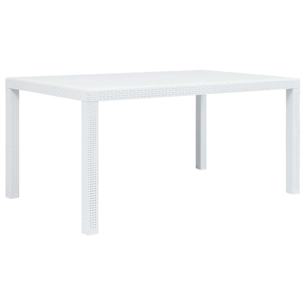 Garden Table White 150x90x72 cm Plastic Rattan Look - Tyrell & Tyrell