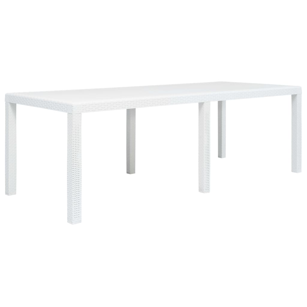 Garden Table White 220x90x72 cm Plastic Rattan Look - Sid & Sam