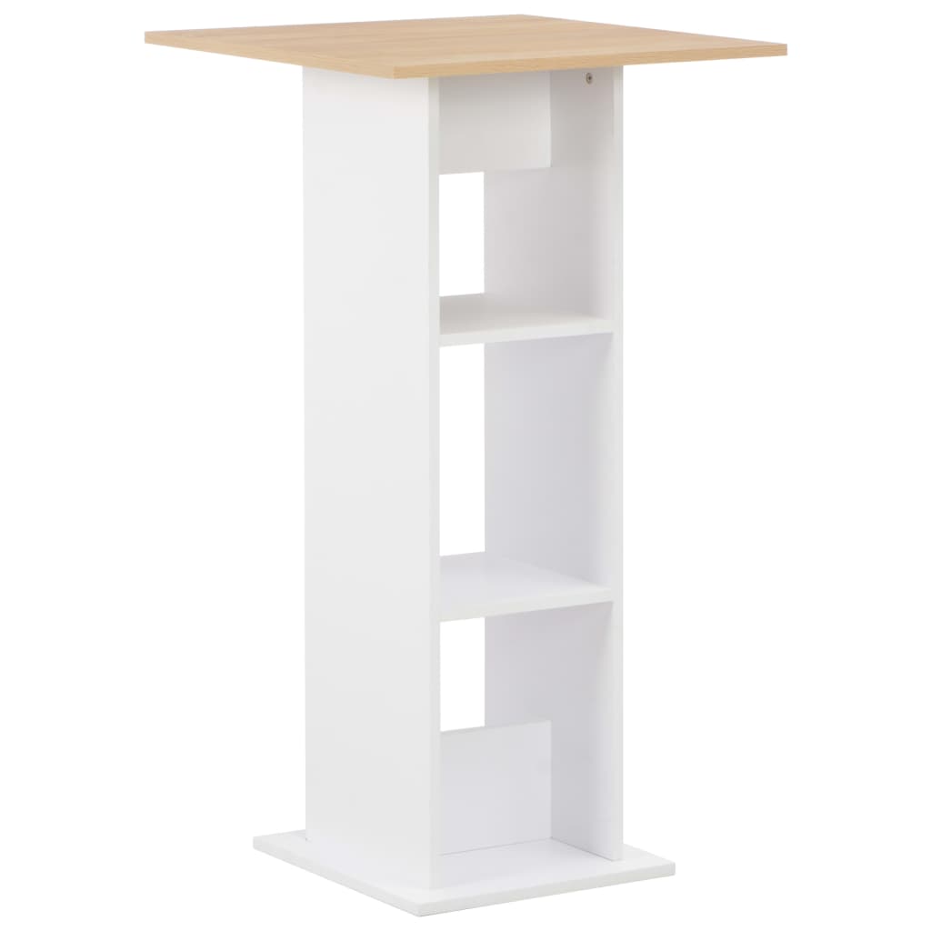 Bar Table White and Sonoma Oak 60x60x110 cm - Merlin Deals