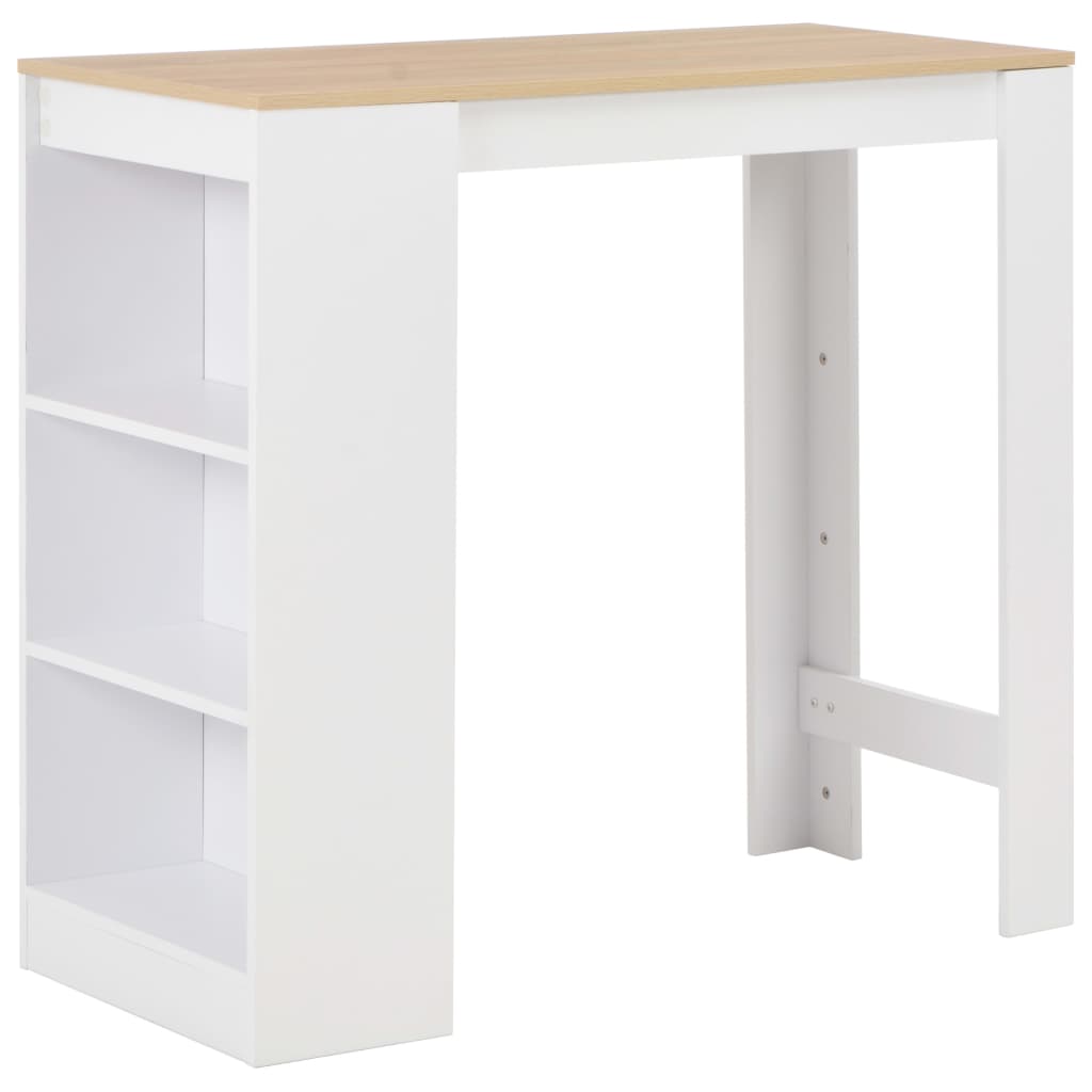 Bar Table with Shelf White 110x50x103 cm - The Home Maker