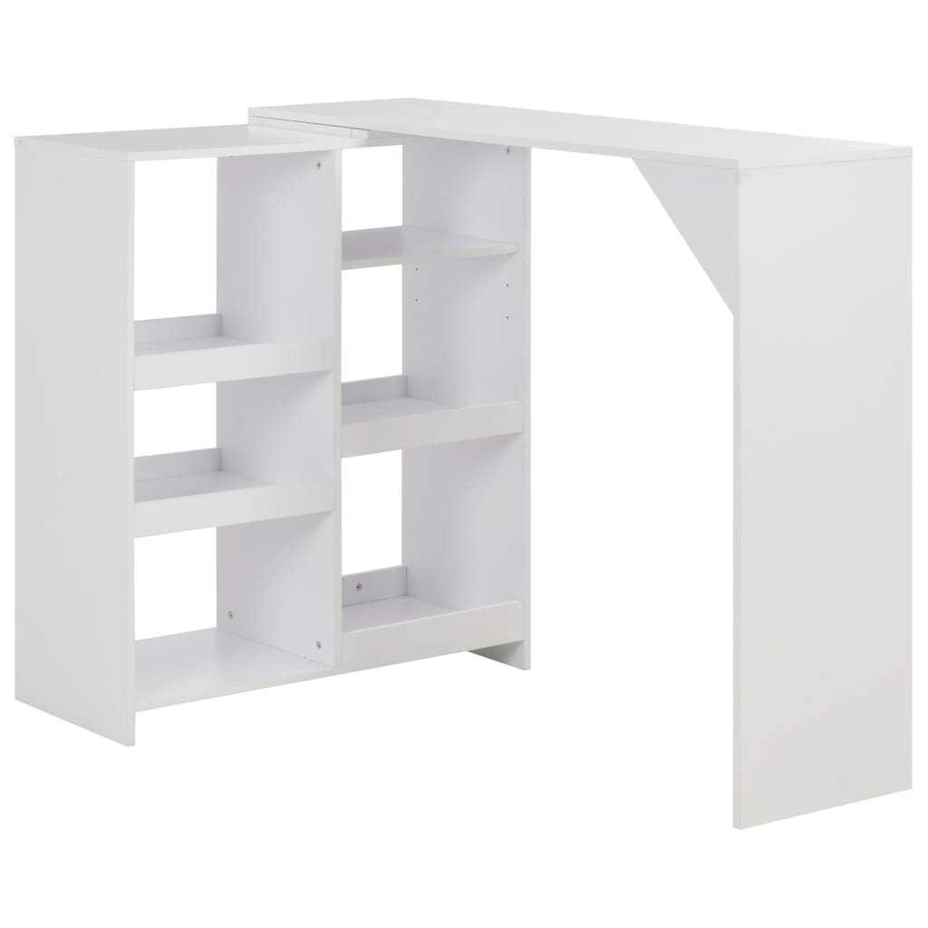 Bar Table with Moveable Shelf White 138x39x110 cm - The Home Maker