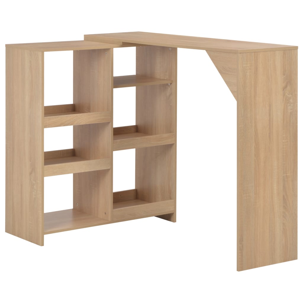 Bar Table with Moveable Shelf Oak 138x39x110 cm - All Things Good