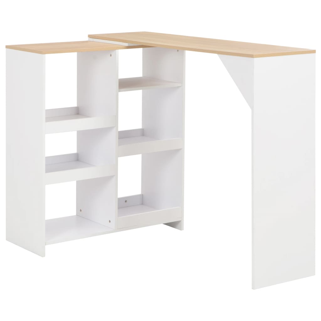 Bar Table with Moveable Shelf White 138x39x110 cm - Style and Chic