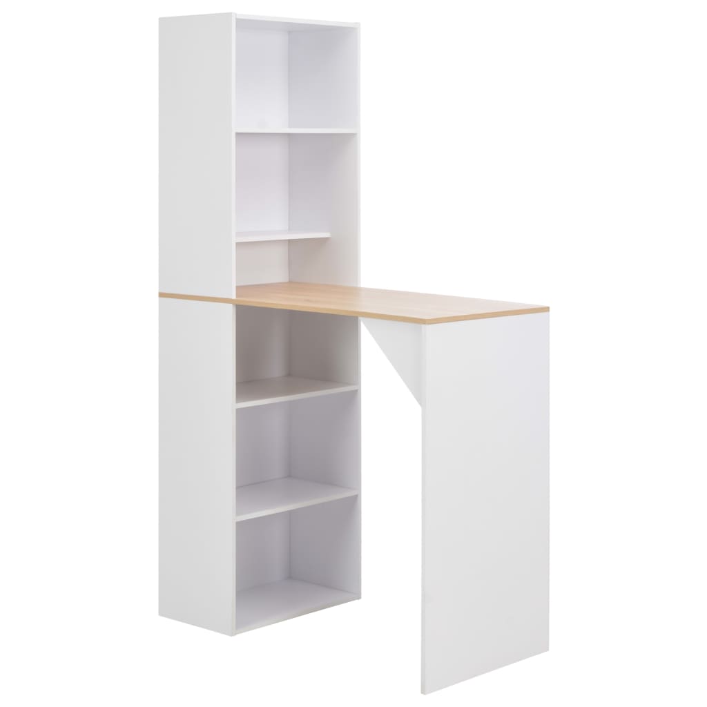 Bar Table with Cabinet White 115x59x200 cm - All Things Good