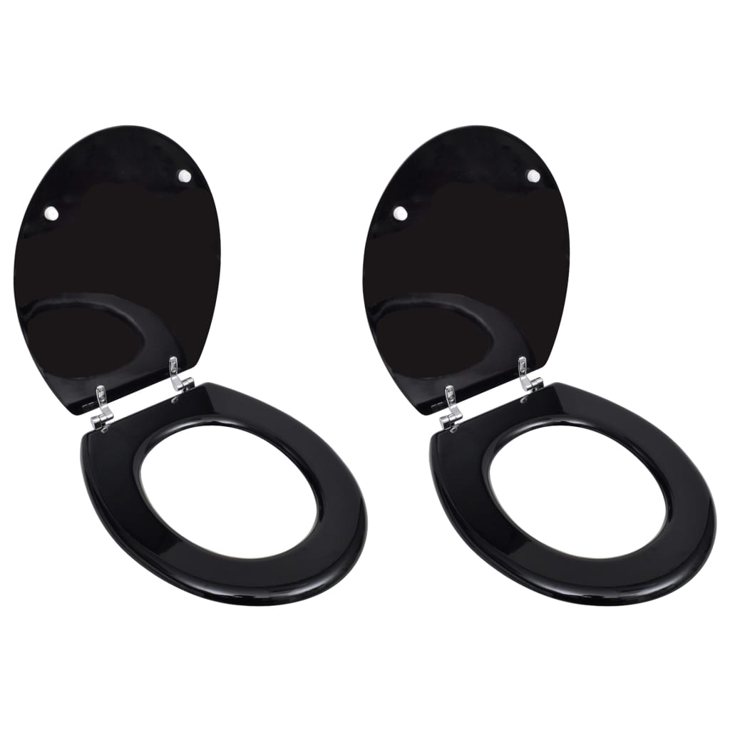 Toilet Seats with Lids 2 pcs MDF Black - Merlin Deals
