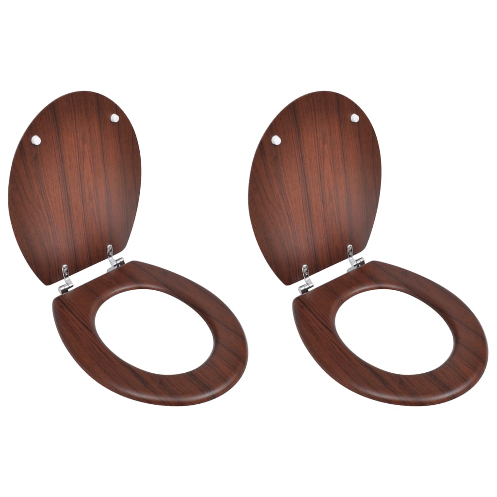 Toilet Seats with Lids 2 pcs MDF Brown - The Home Maker