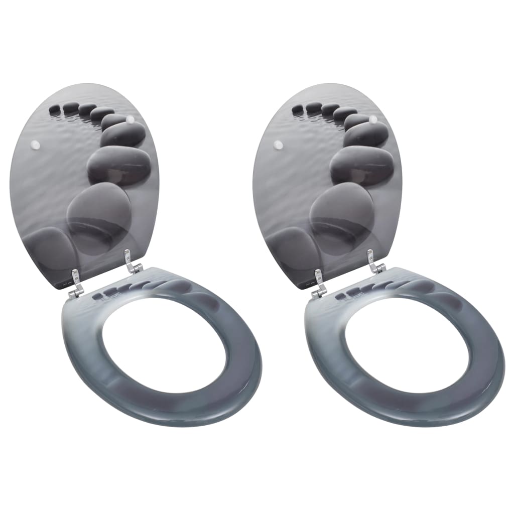 Toilet Seats with Lids 2 pcs MDF Stones - Direct Imports
