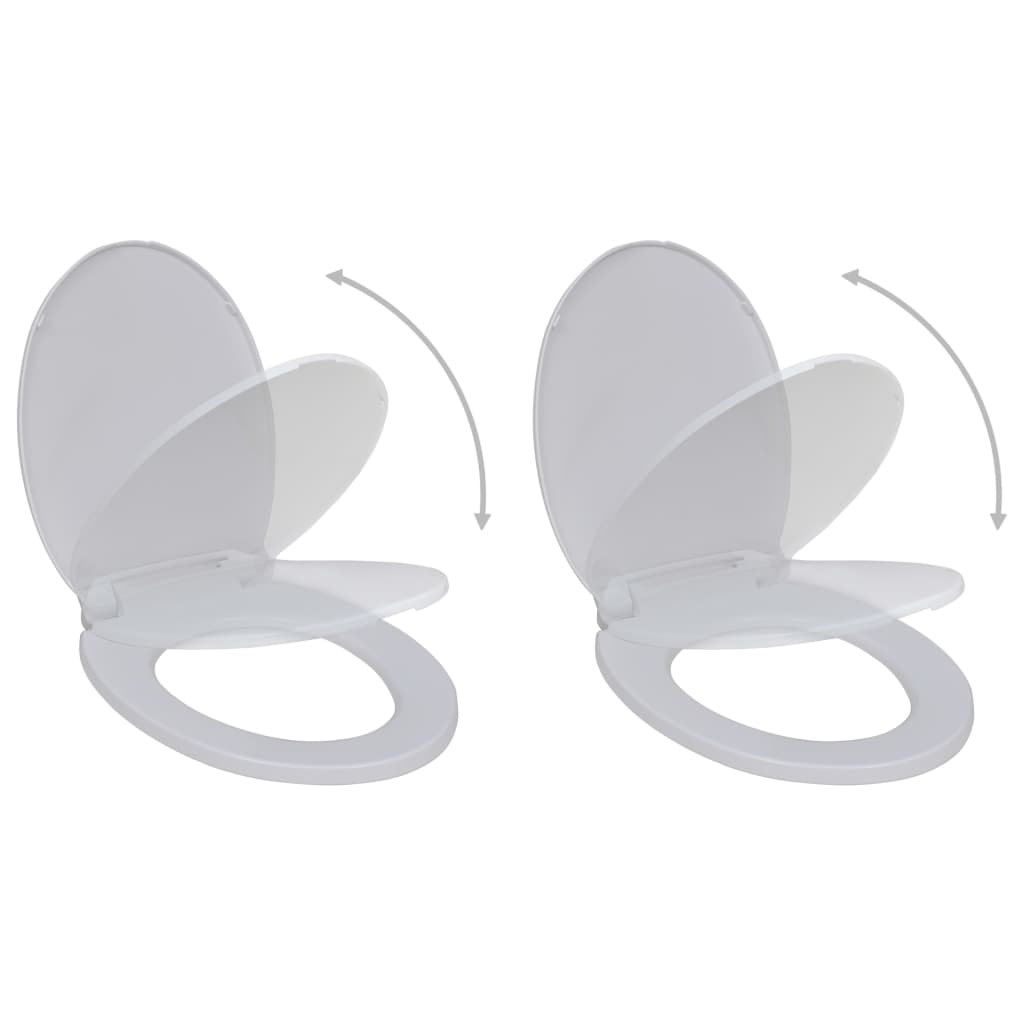 Toilet Seats with Soft Close Lids 2 pcs Plastic White - R and M Furniture