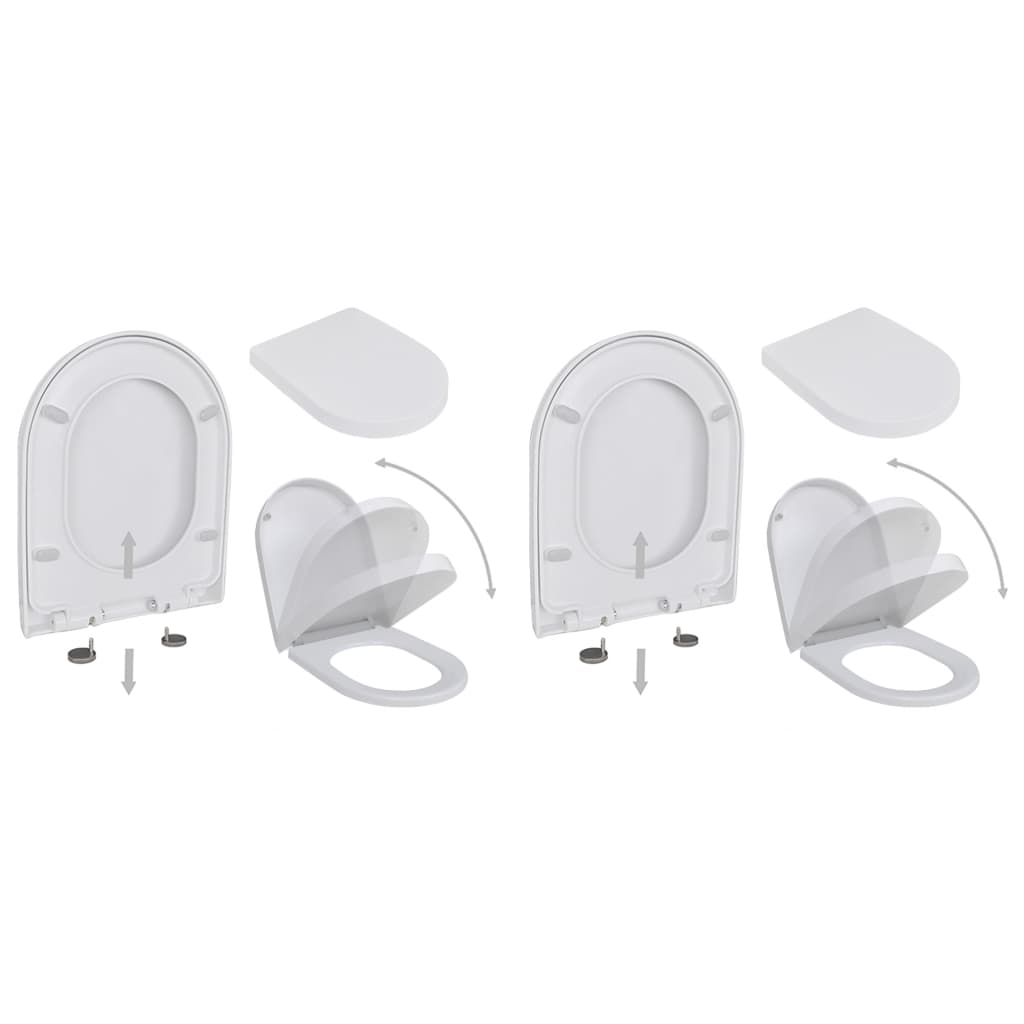 Toilet Seats with Soft Close Lids 2 pcs Plastic White - Style and Chic