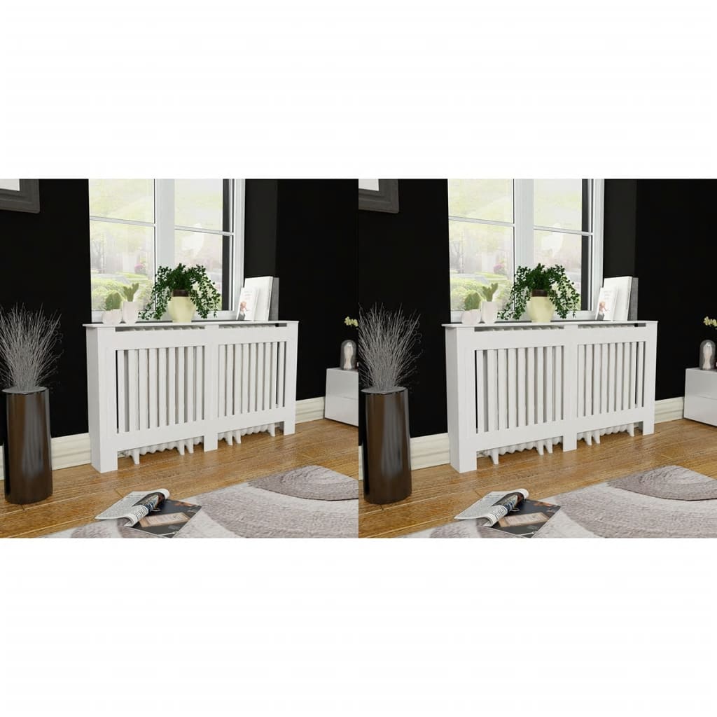Radiator Covers 2 pcs White MDF 152 cm - The Home Maker