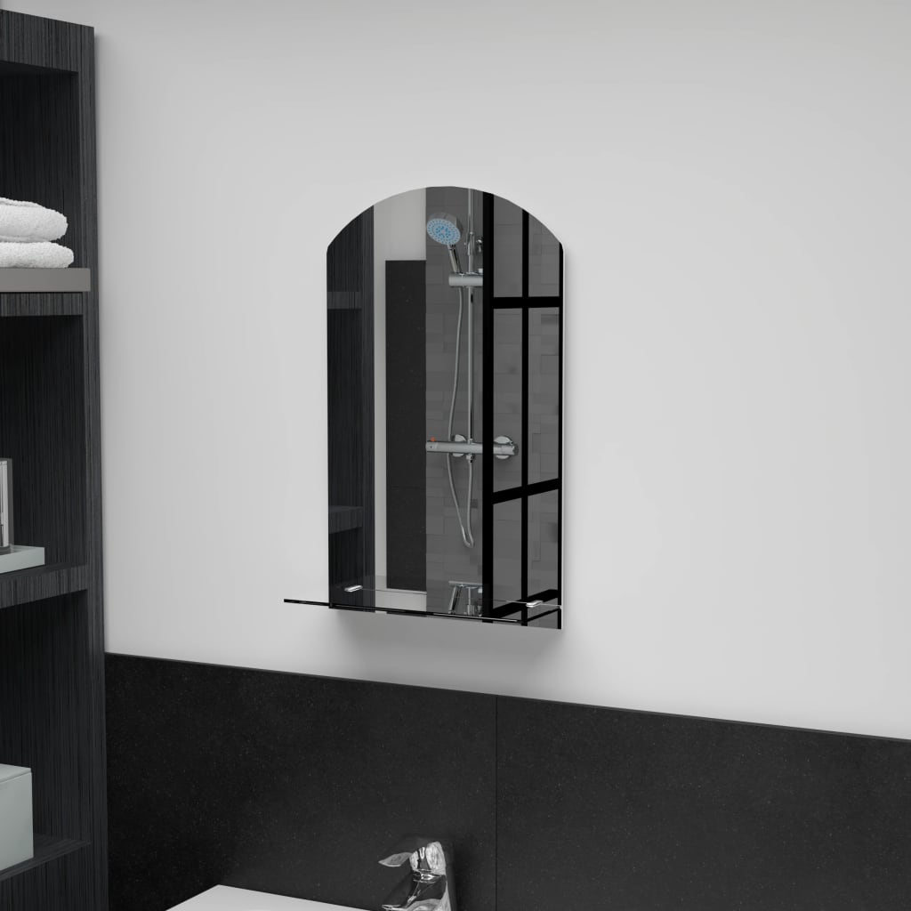 Wall Mirror with Shelf 30x50 cm Tempered Glass - Decor Base