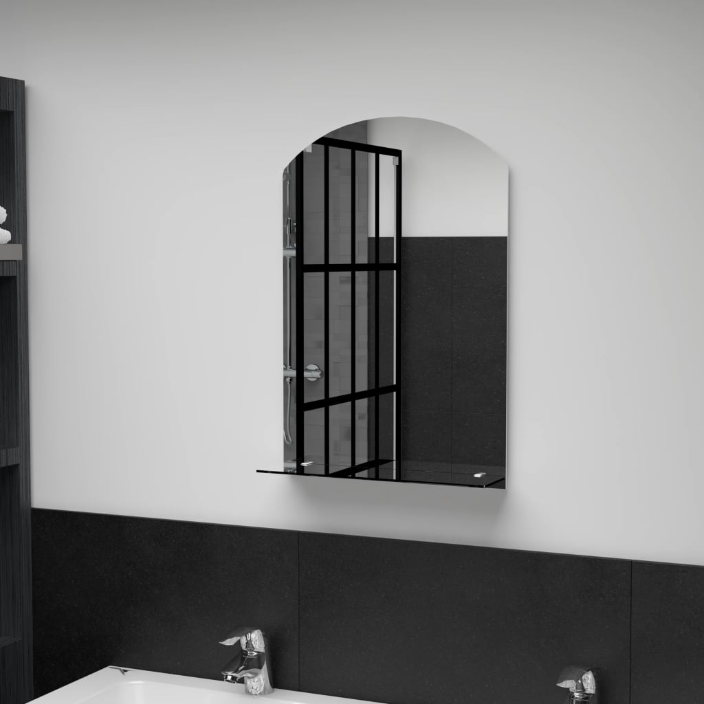Wall Mirror with Shelf 40x60 cm Tempered Glass - Unbeatable Bargains