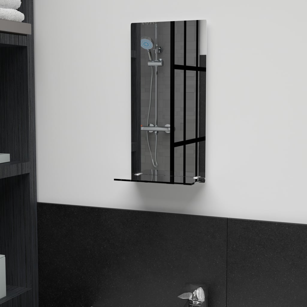 Wall Mirror with Shelf 20x40 cm Tempered Glass - Design Hut