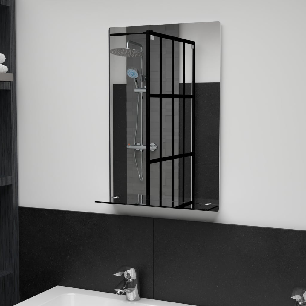 Wall Mirror with Shelf 40x60 cm Tempered Glass - Unbeatable Bargains
