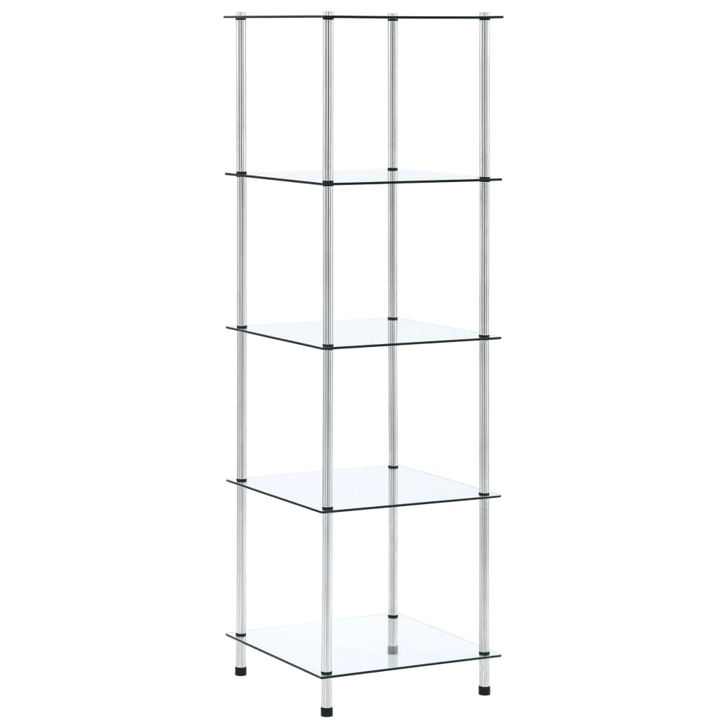 5-Tier Shelf Transparent 40x40x130 cm Tempered Glass - All Things Good