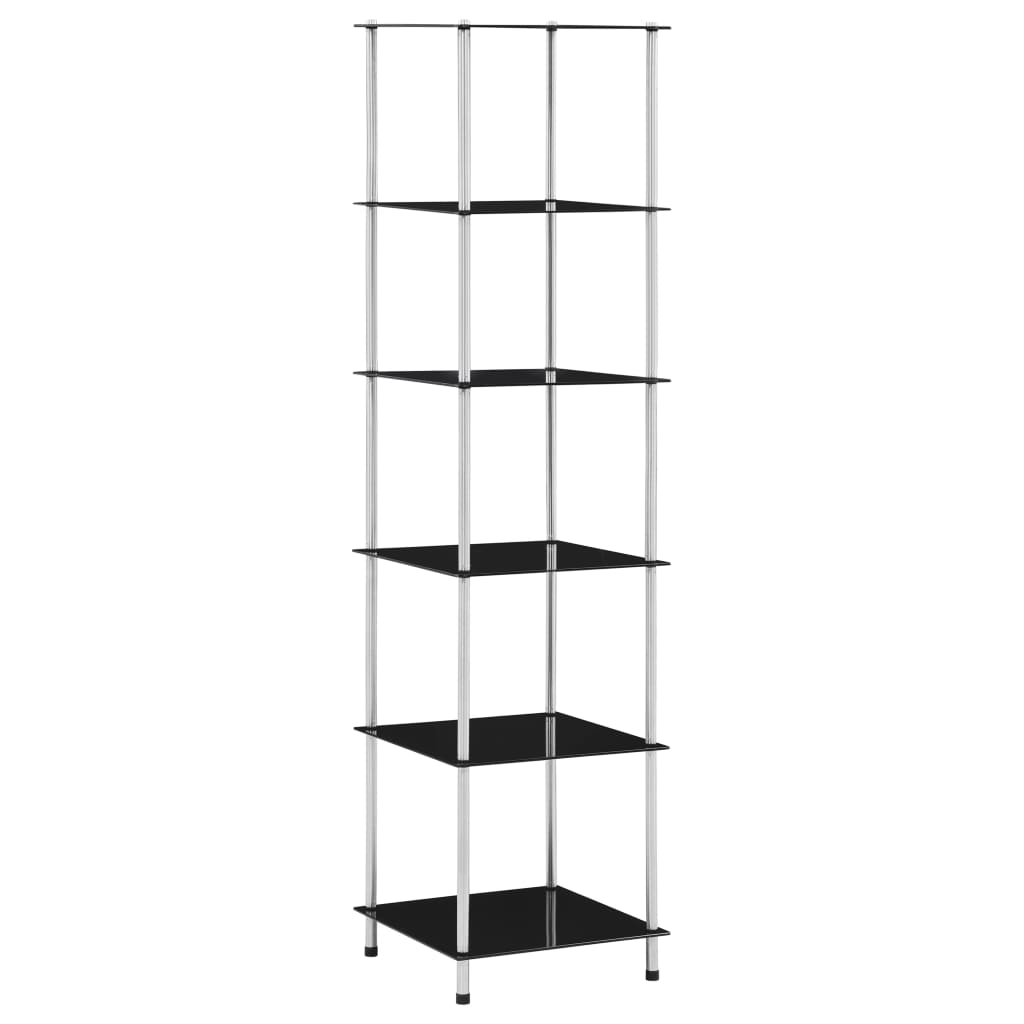 6-Tier Shelf Black 40x40x160 cm Tempered Glass - Direct Imports