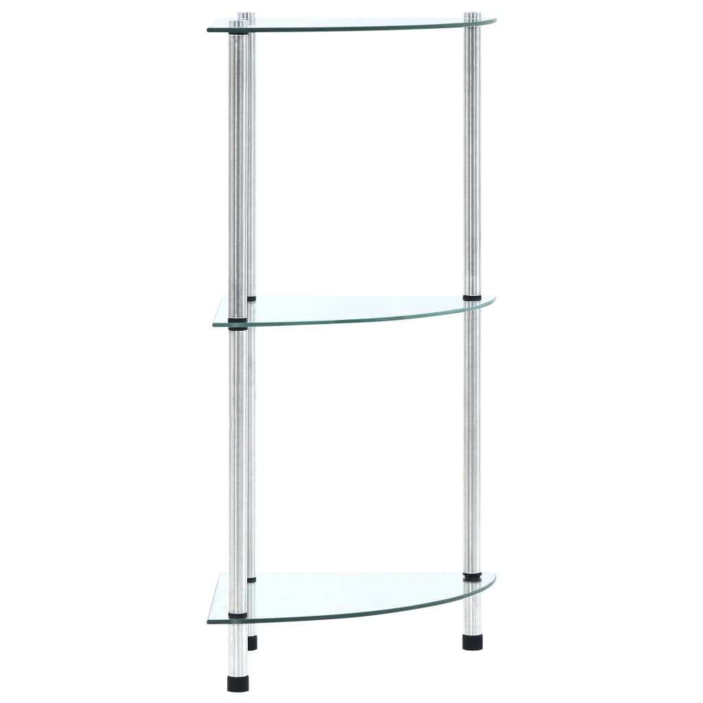 3-Tier Shelf Transparent 30x30x67 cm Tempered Glass - Decor Base