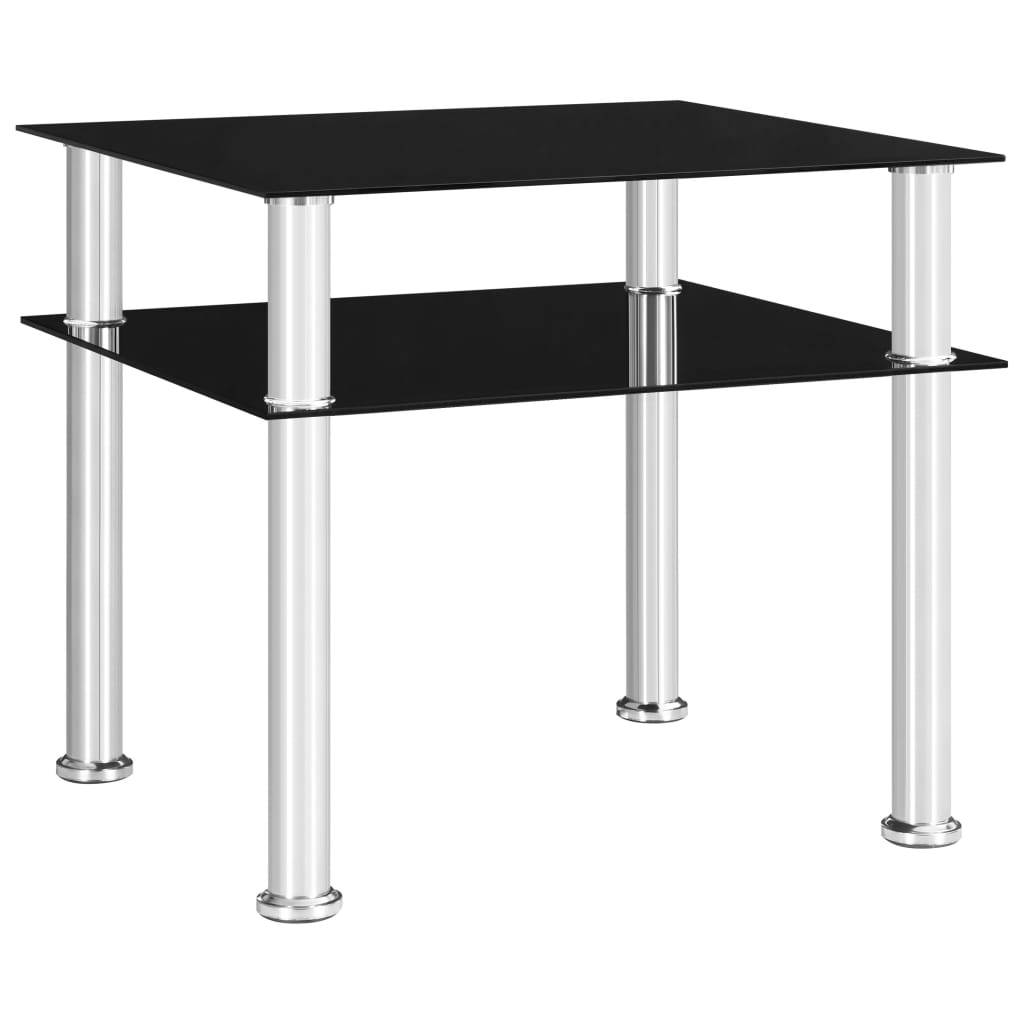 Side Table Black 45x50x45 cm Tempered Glass - Design Hut