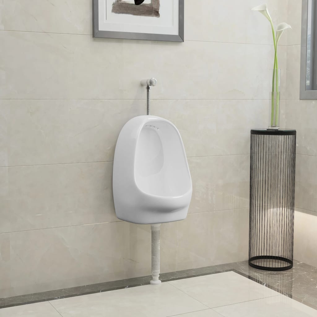 Wall Hung Urinal with Flush Valve Ceramic White - Discount Dealers