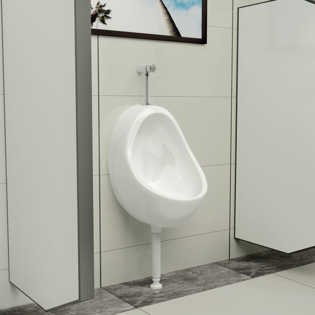 Wall Hung Urinal with Flush Valve Ceramic White - Discount Dealers