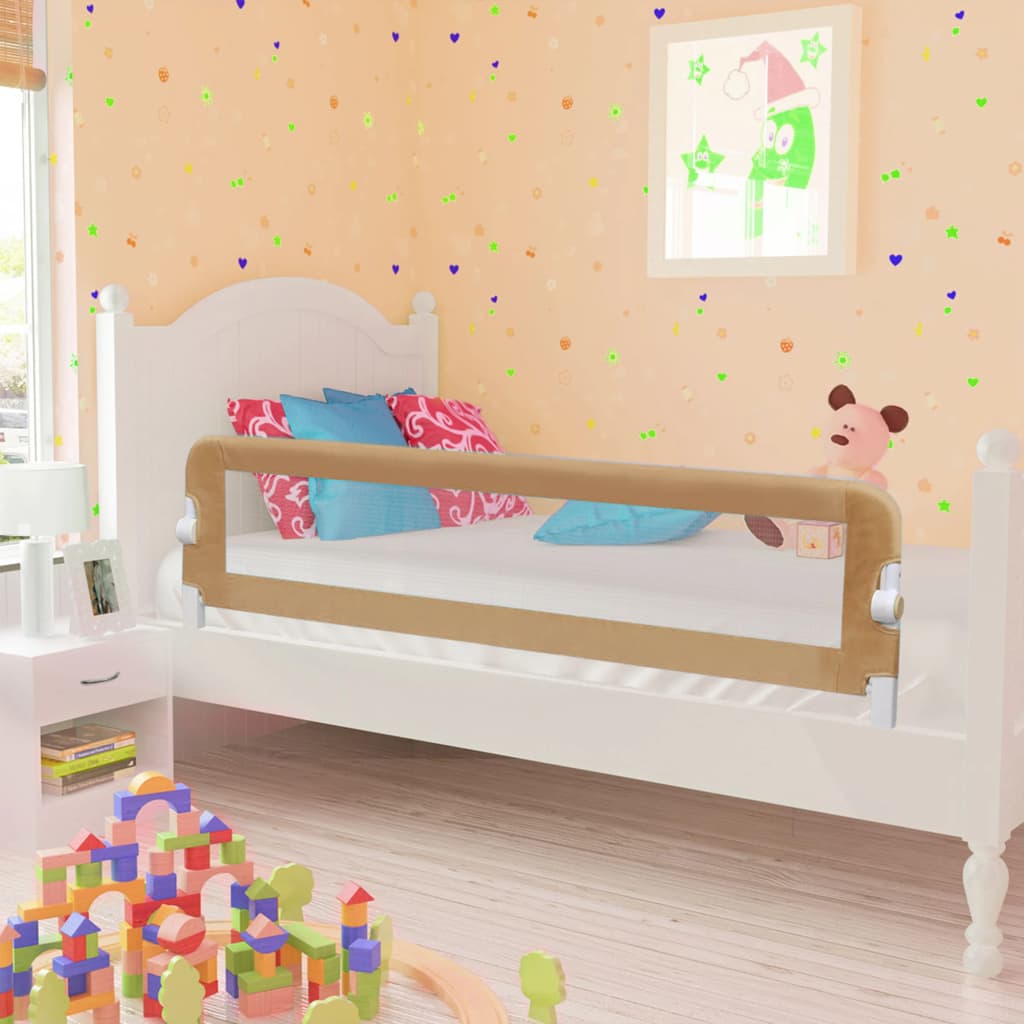 Toddler Safety Bed Rail Taupe 150x42 cm Polyester - Discount Dealers