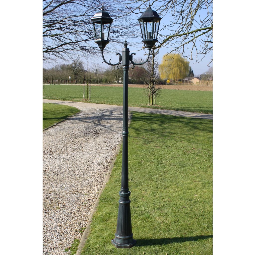 Garden Light Post 2-arms 230 cm Dark Green/Black Aluminium - Sid & Sam