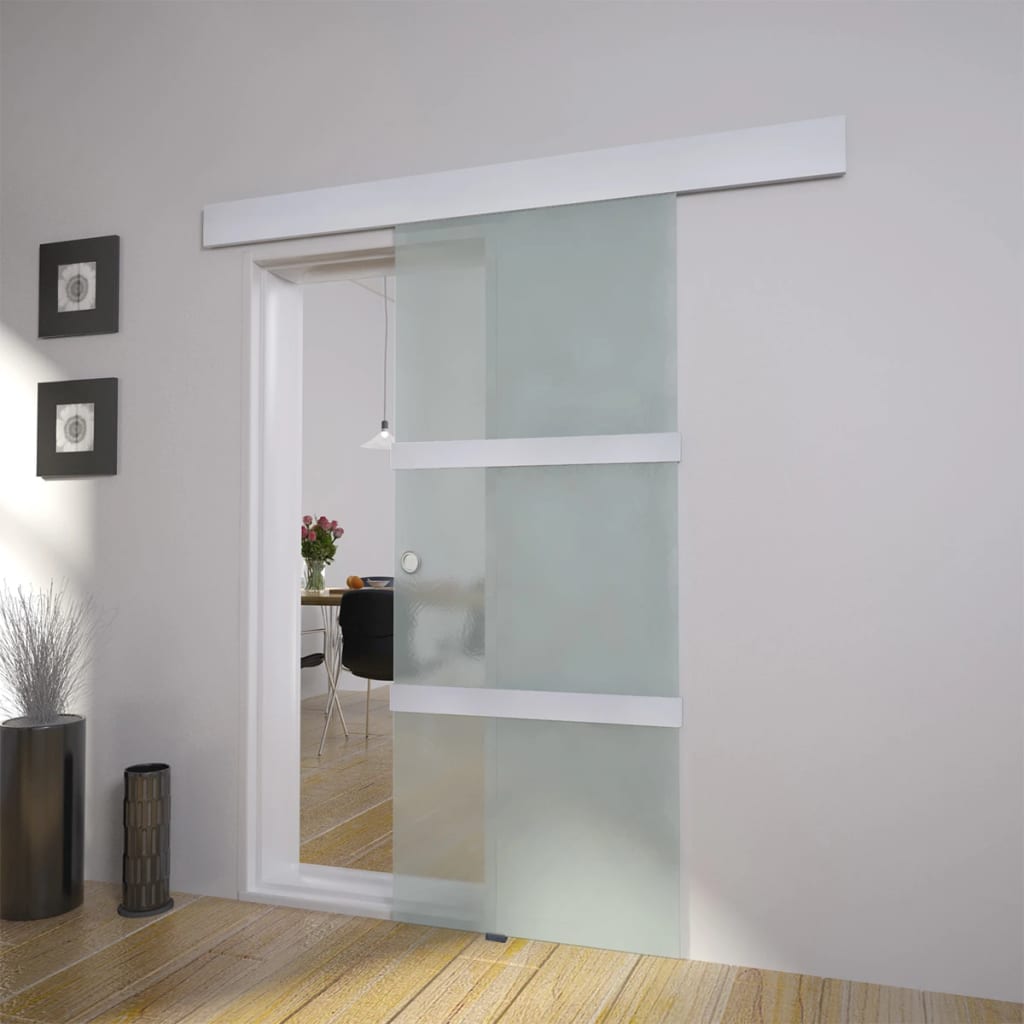 Sliding Door Glass and Aluminium 178cm Silver - Decor Base