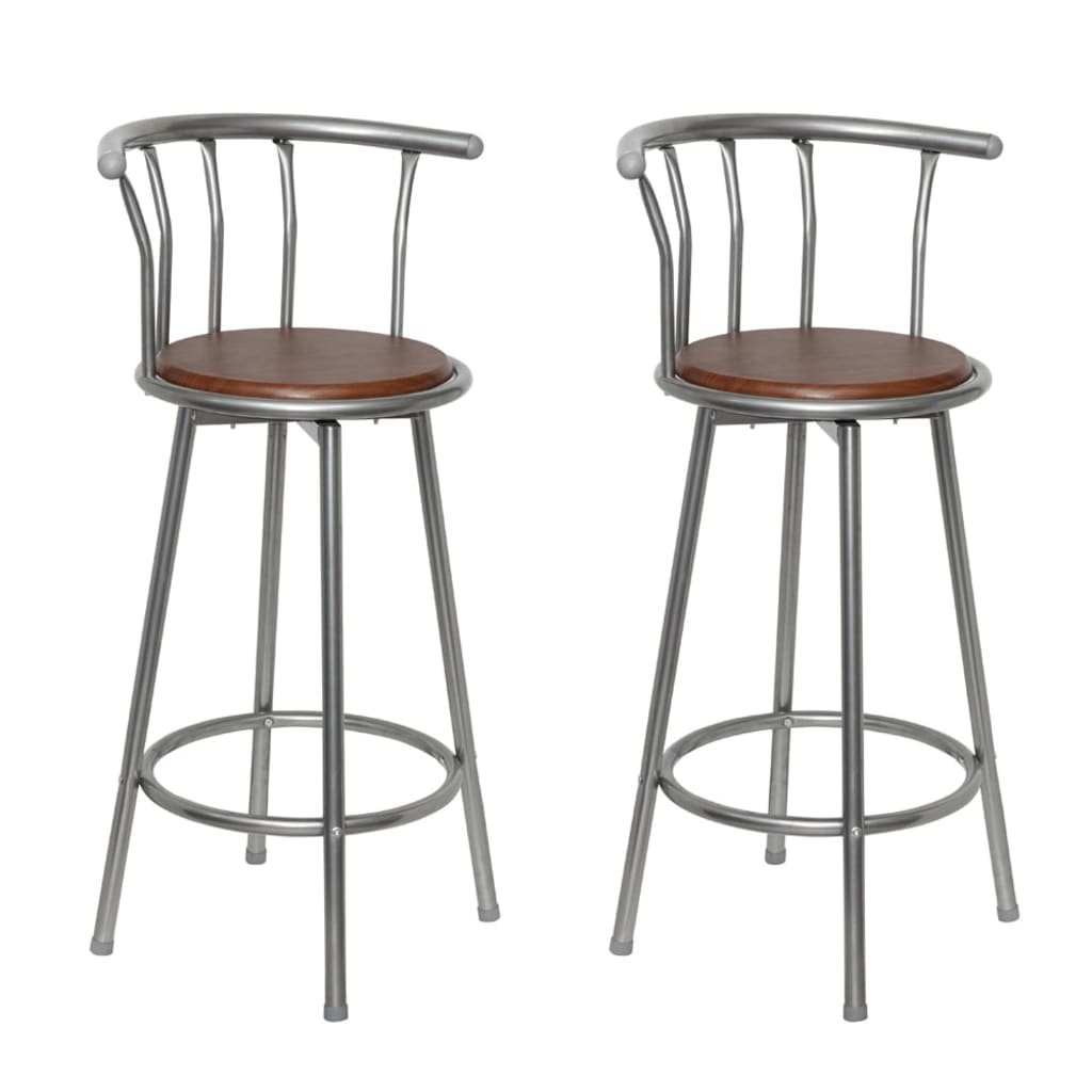 Bar Stools 2 pcs Brown Steel - The Home Maker