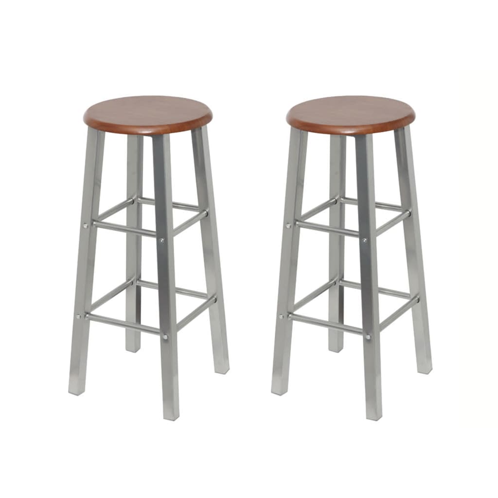 Bar Stools 2 pcs Metal with MDF Seat - Tyrell & Tyrell