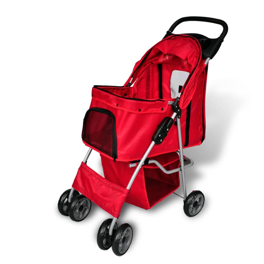 Folding Pet Stroller Dog/Cat Travel Carrier Red - R and M Furniture