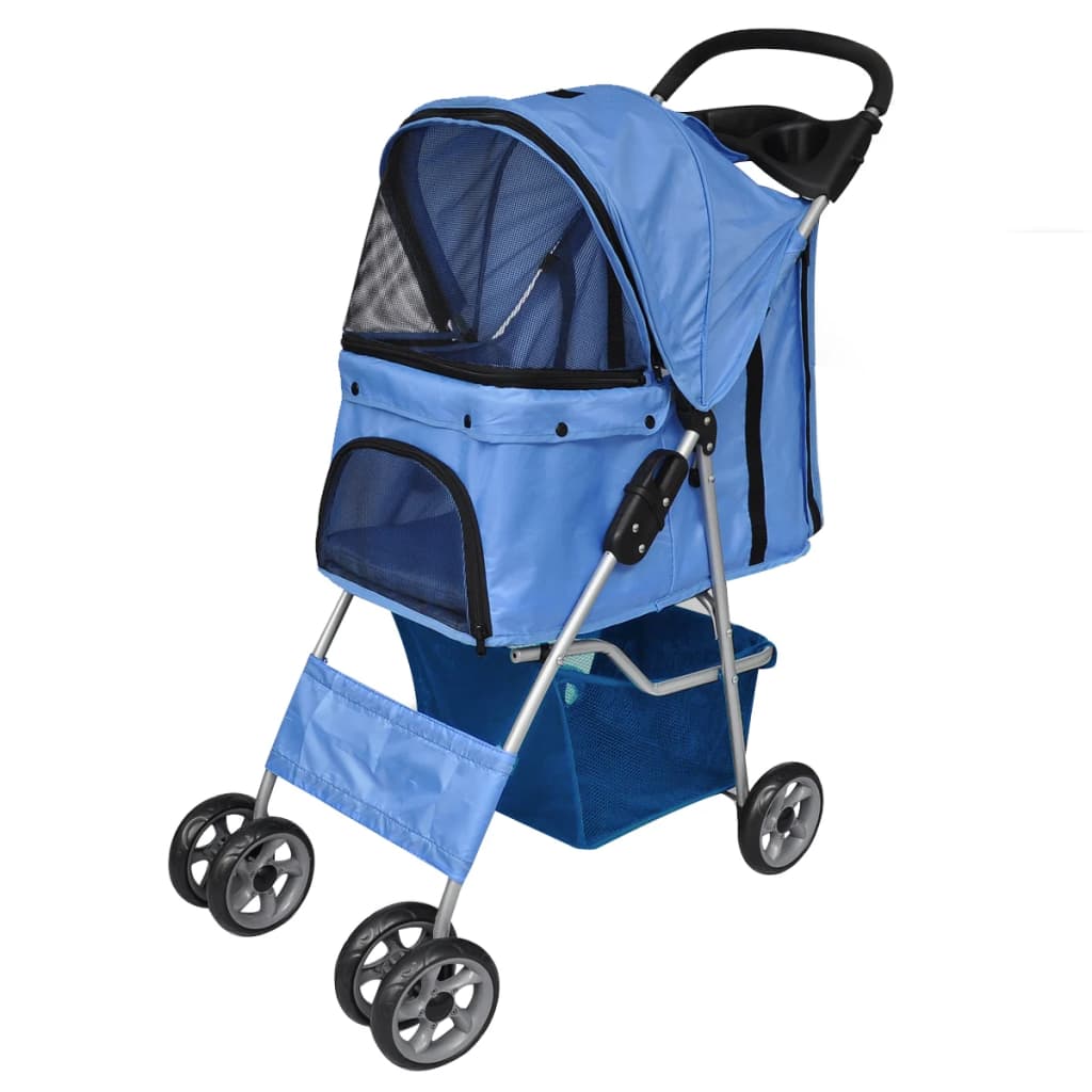 Folding Pet Stroller Dog/Cat Travel Carrier Blue - Design Hut