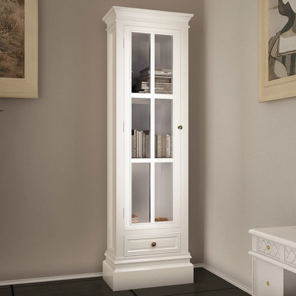 Chic Bookcase Cabinet with 3 Shelves White Wooden - Brittle & Co