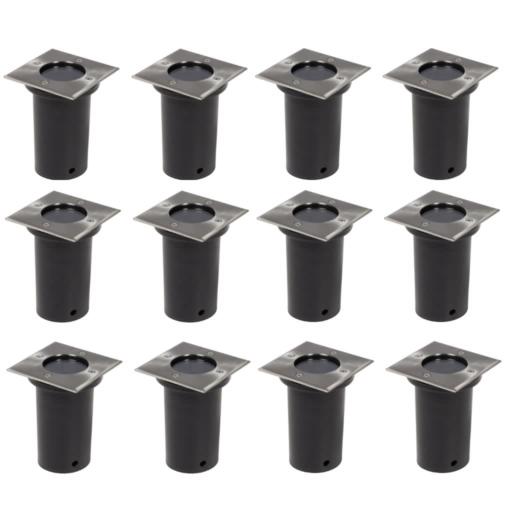 Outdoor Ground Lights 12 pcs Square - Discount Dealers