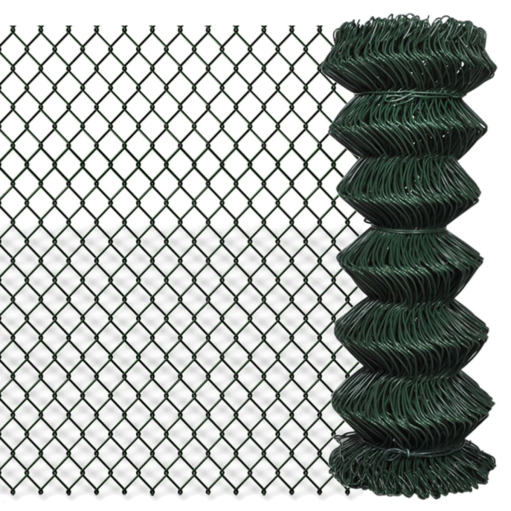 Chain Link Fence Steel 1x15 m Green - Design Hut