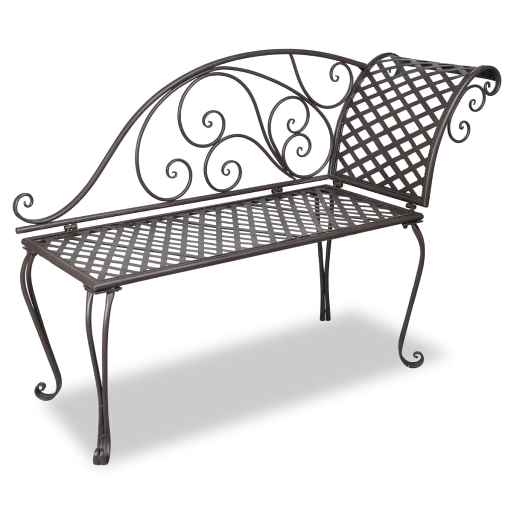Garden Chaise Lounge 128 cm Steel Antique Brown - Sid & Sam