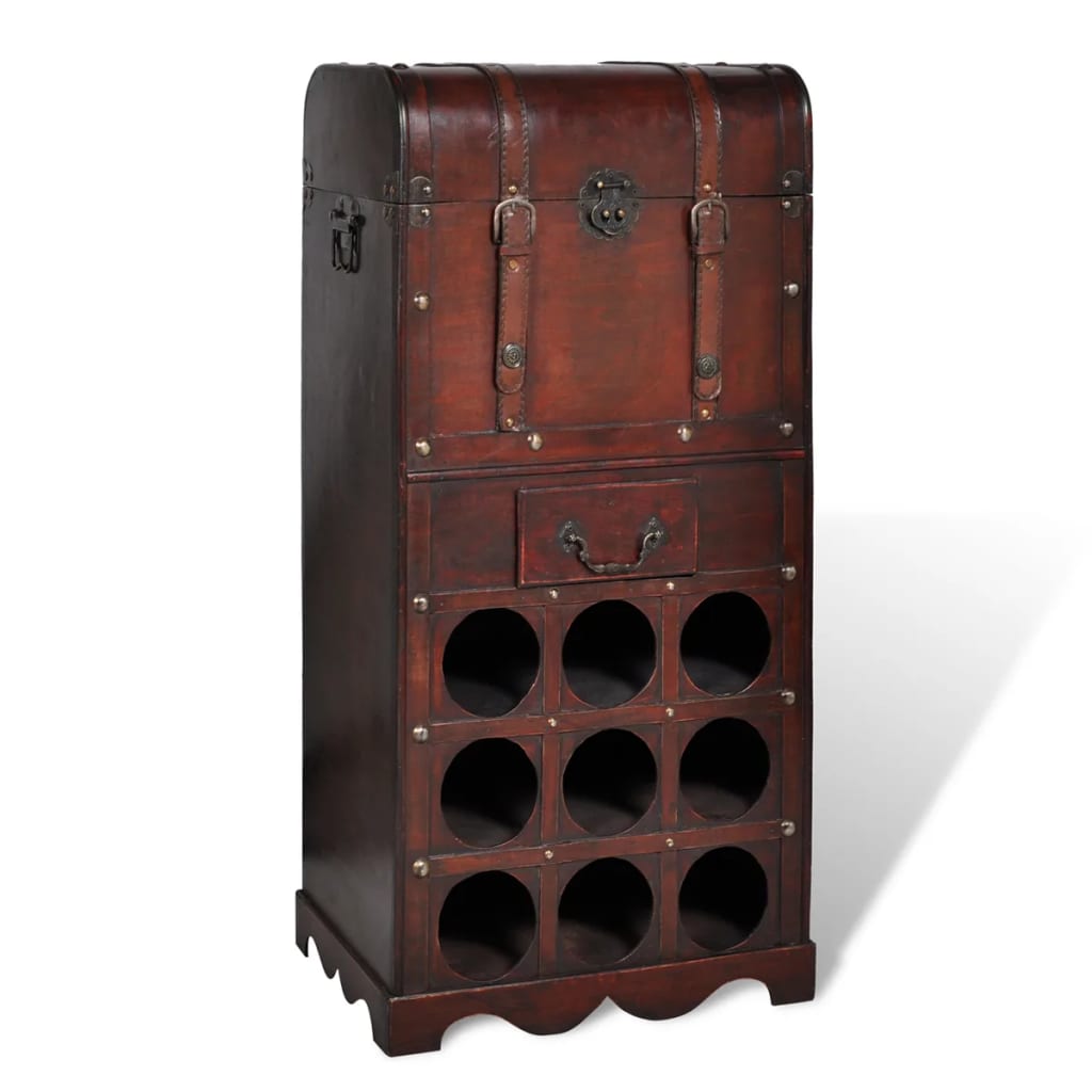 Wooden Wine Rack for 9 Bottles with Storage - Design Hut