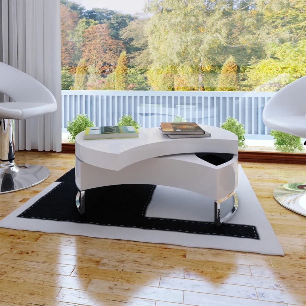 Coffee Table Shape-adjustable High Gloss White - Merlin Deals