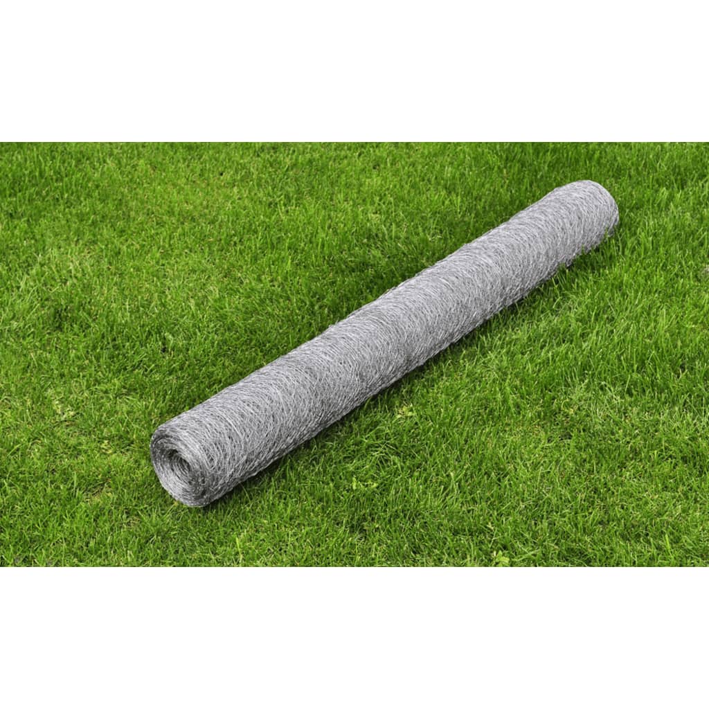Chicken Wire Fence Galvanised Steel 25x1 m Silver - Decor Base